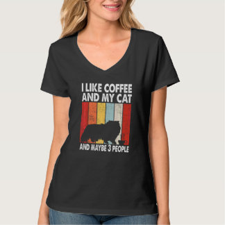 Camiseta Eu Gosto De Café Meu Gato Talvez Três Pessoas Vint
