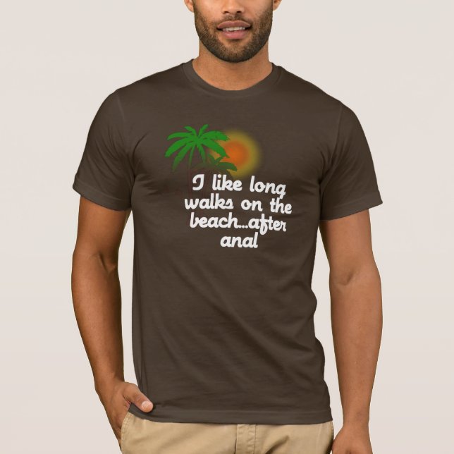 CAMISETA EU GOSTO DE CAMINHADAS LONGAS NA PRAIA… APÓS ANAL (Frente)