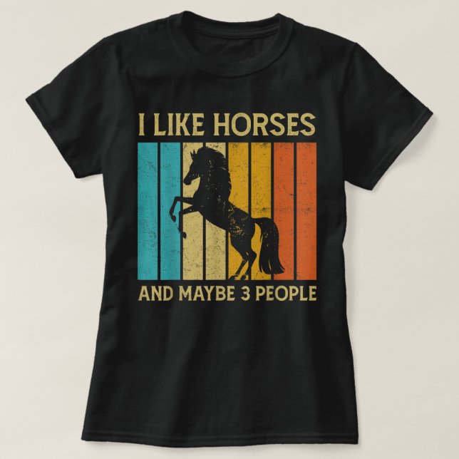 Camiseta Eu Gosto De Cavalos E Talvez Como 3 Pessoas Equest (Frente do Design)