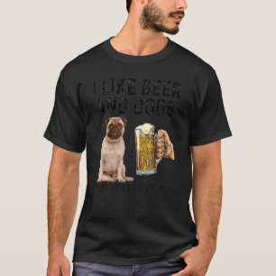 Camiseta Eu Gosto De Cerveja Bebendo E Cachorros Pug E Talv