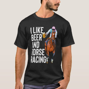 Camiseta Eu Gosto de Cerveja e Corrida de Cavalos 3 Pessoas
