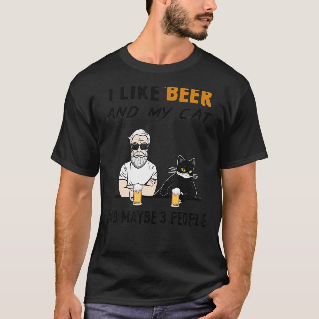 Camiseta Eu Gosto De Cerveja E Meu Gato E Talvez 3 Pessoas (Frente)