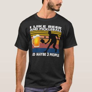 Camiseta Eu gosto de cerveja e picleball e talvez 3 pessoas