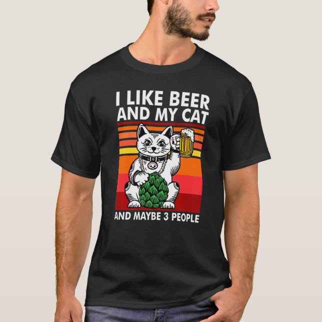 Camiseta Eu Gosto De Cerveja Meu Gato E Talvez 3 Pessoas De (Frente)