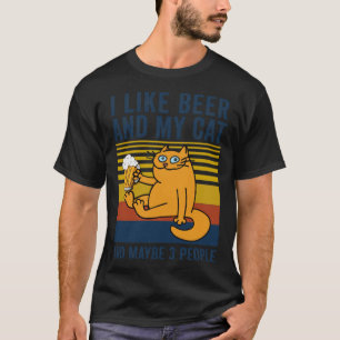 Camiseta Eu gosto de cerveja Meu gato e talvez 3 pessoas vi