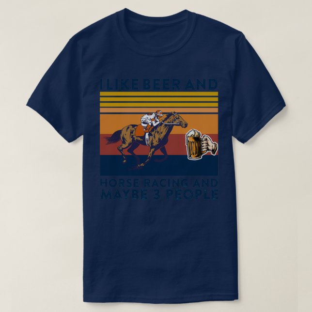 Camiseta Eu gosto de cervejas e cavalos e talvez 3 Pessoas  (Frente do Design)