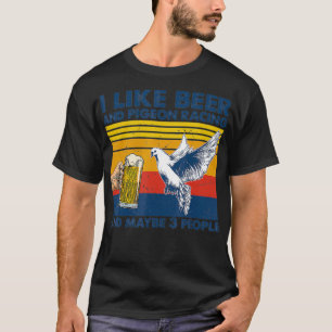 Camiseta Eu gosto de cervejas e pombos e talvez três pessoa
