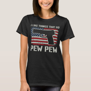 Camiseta Eu Gosto De Coisas Que Vão Pew Pew Pistol Gun Prop