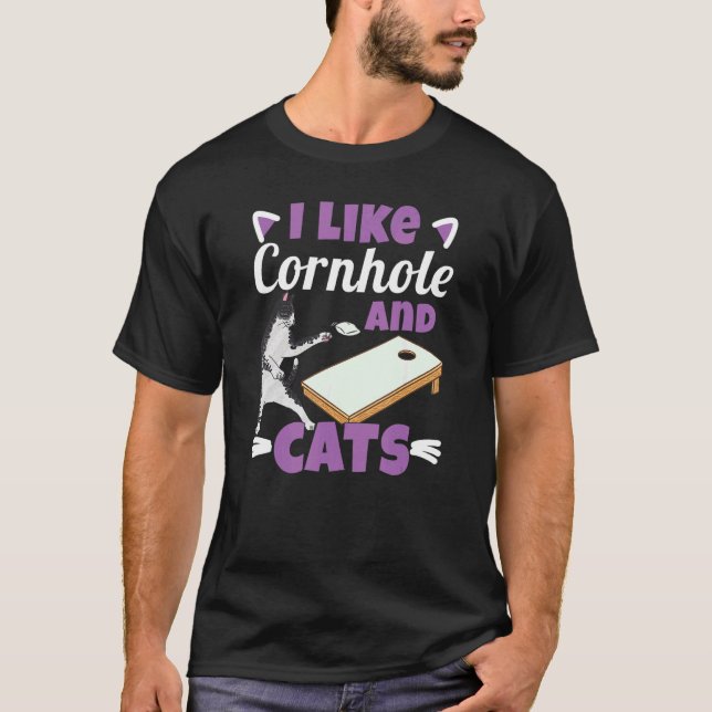 Camiseta Eu Gosto De Cornhole E Cats Cornhole (Frente)