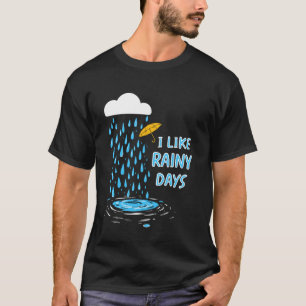 Camiseta Eu Gosto de Dias Chuvosos Tempo Guarda-Chuva Nuvem