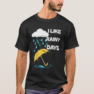 Camiseta Eu Gosto de Dias Chuvosos Tempo Guarda-Chuva Nuvem