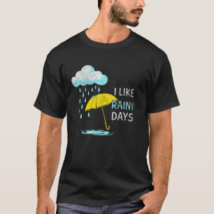 Camiseta Eu Gosto de Dias Chuvosos Tempo Guarda-Chuva Nuvem