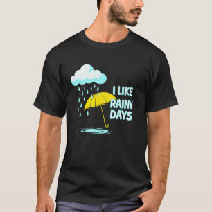Camiseta Eu Gosto de Dias Chuvosos Tempo Guarda-Chuva Nuvem