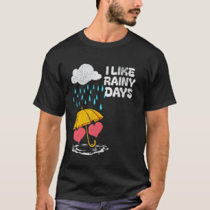 Camiseta Eu Gosto de Dias Chuvosos Tempo Guarda-Chuva Nuvem