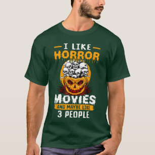 Camiseta Eu gosto de filmes de terror e talvez umas 3 pesso