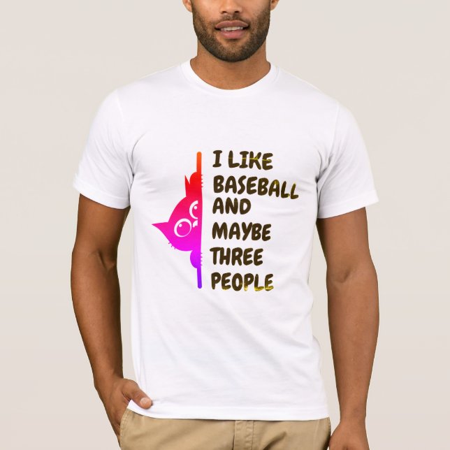 Camiseta Eu gosto de gato espiando beisebol (Frente)