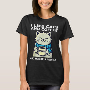 Camiseta Eu gosto de gatos café talvez 3 pessoas gato engra