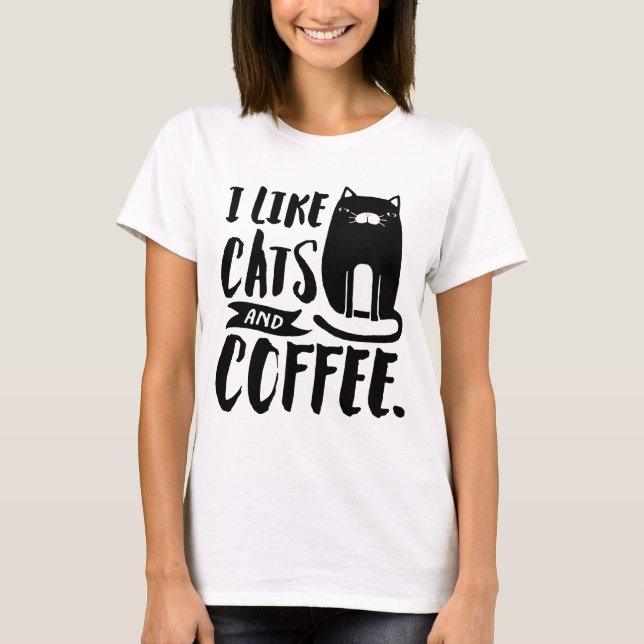 Camiseta Eu gosto de gatos & de café (Frente)