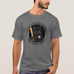 Camiseta Eu Gosto De Gatos E Baseball E Talvez 3 Pessoas De