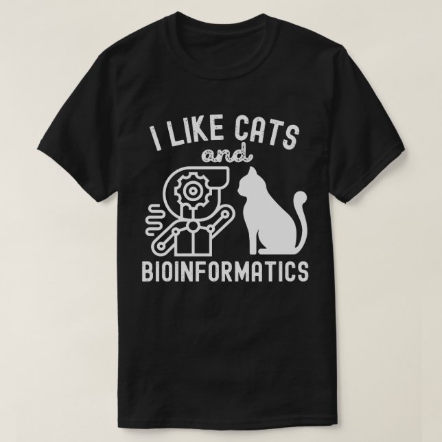 Camiseta Eu gosto de gatos e bioinformática (Frente do Design)