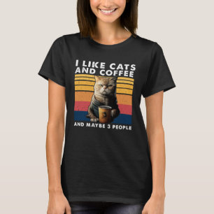 Camiseta Eu Gosto De Gatos E Café E Talvez 3 Pessoas 1