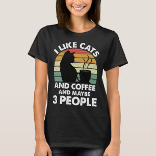 Camiseta Eu gosto de gatos e café e talvez três Pessoas de