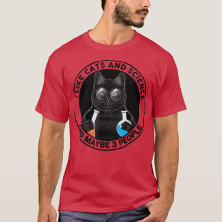 Camiseta Eu Gosto De Gatos E Ciência E Talvez Três Pessoas 
