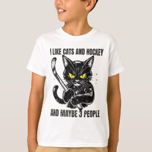 Camiseta Eu Gosto de Gatos e Hóquei e Talvez 3 Pessoas _1