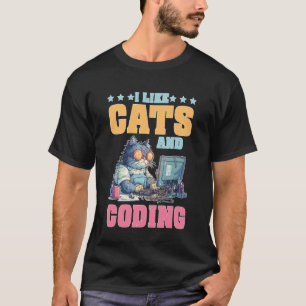 Camiseta Eu Gosto de Gatos e Paixão por Tecnologia de Progr