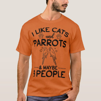 Camiseta Eu Gosto De Gatos E Papagaios, Talvez 3 Pessoas Eu
