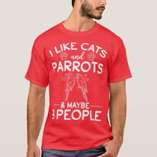 Camiseta Eu Gosto De Gatos E Papagaios, Talvez 3 Pessoas Eu