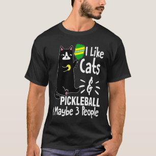 Camiseta Eu gosto de gatos e pickleball e talvez 3 pessoas