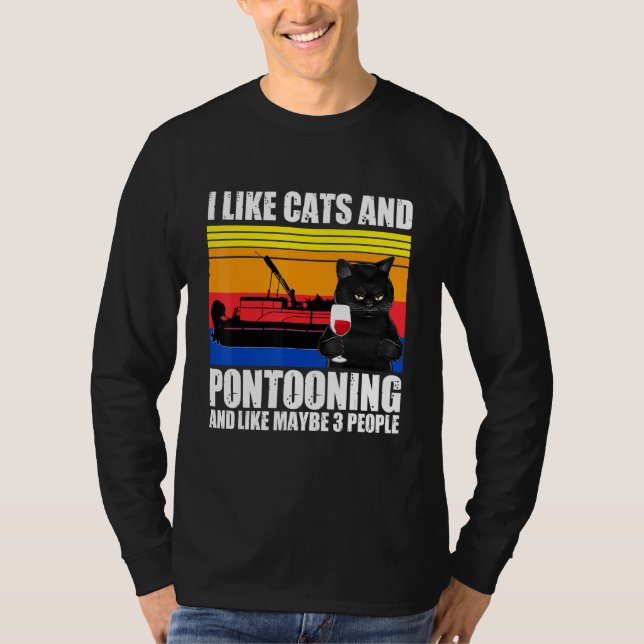 Camiseta Eu Gosto De Gatos E Pontooning E Talvez 3 Pessoas  (Frente)