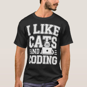 Camiseta Eu Gosto de Gatos e Programador de Código Paixão T