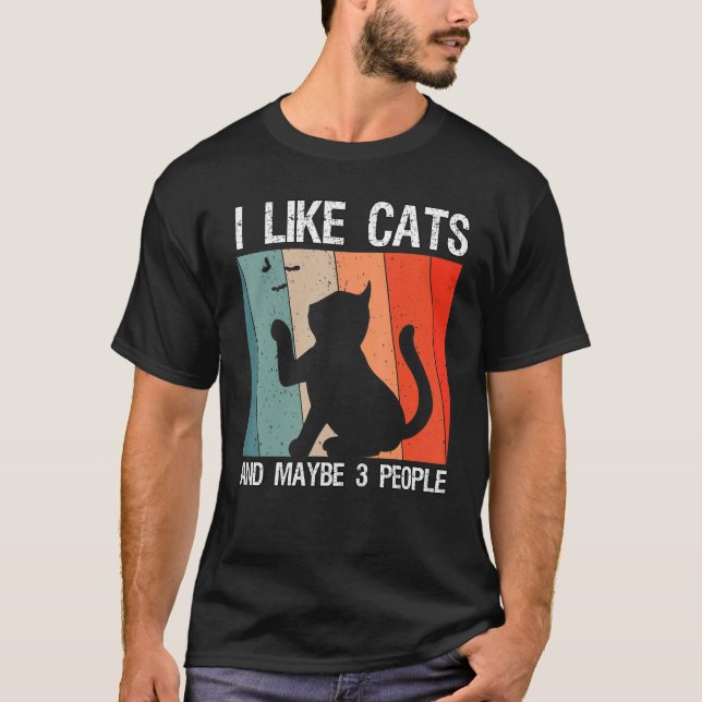 Camiseta Eu Gosto De Gatos E Talvez 3 Gatos De Pessoas 1 (Frente)