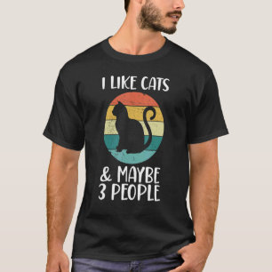 Camiseta Eu Gosto De Gatos E Talvez 3 Pessoas De Gato Retro
