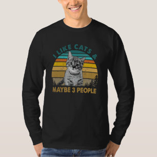 Camiseta Eu Gosto De Gatos E Talvez 3 Pessoas De Treinador