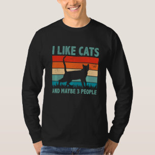 Camiseta Eu Gosto De Gatos E Talvez 3 Pessoas De Treinador