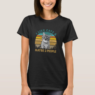 Camiseta Eu Gosto De Gatos E Talvez 3 Pessoas De Treinador