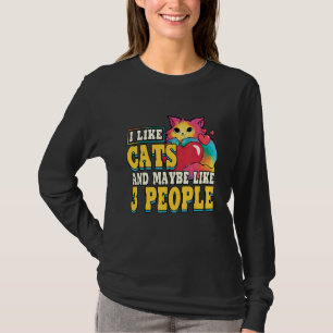 Camiseta Eu Gosto De Gatos E Talvez Como 3 Pessoas De Gato 
