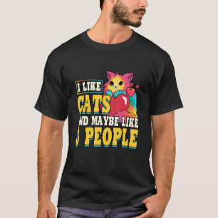 Camiseta Eu Gosto De Gatos E Talvez Como 3 Pessoas De Gato