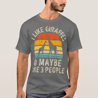 Camiseta Eu gosto de girafas e talvez três Pessoas engraçad
