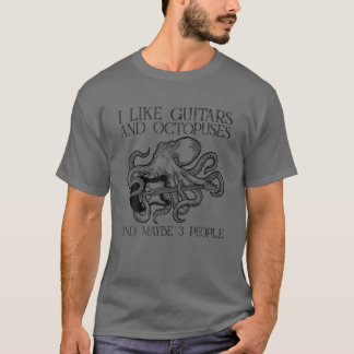 Camiseta Eu Gosto De Guitarras E Octopias E Talvez 3 Pessoa