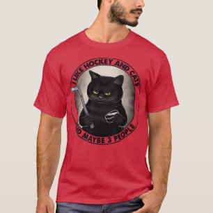 Camiseta Eu gosto de hóquei e gato e talvez três presentes 