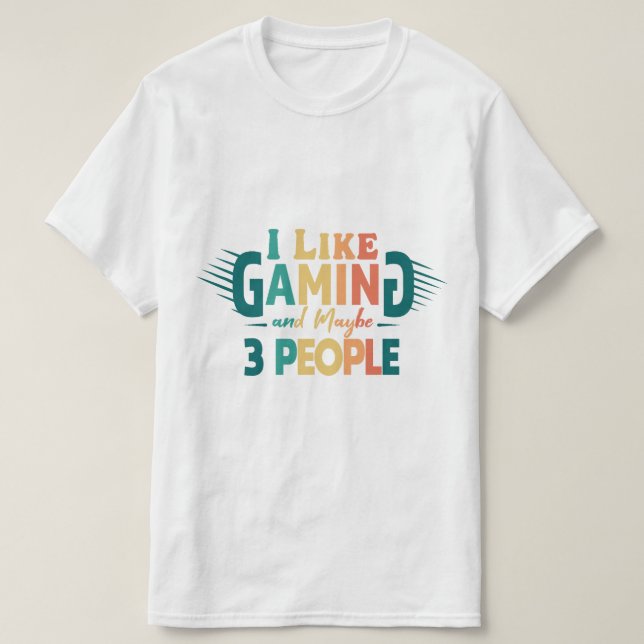 Camiseta Eu gosto de jogos e talvez três Pessoas, jogos eng (Frente do Design)