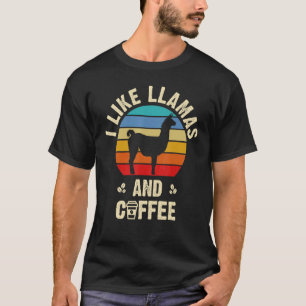 Camiseta Eu gosto de Lhamas & Café Tema de lhama vintage en
