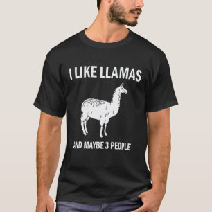 Camiseta Eu Gosto de Lhamas e Talvez 3 Pessoas Animais de E