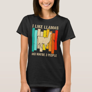 Camiseta Eu Gosto De Lhamas E Talvez 3 Pessoas De Llama Ret