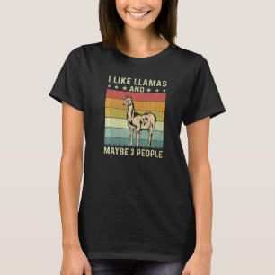 Camiseta Eu Gosto de Lhamas E Talvez 3 Pessoas Retro 60s 70