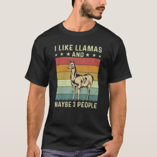 Camiseta Eu Gosto de Lhamas E Talvez 3 Pessoas Retro 60s 70